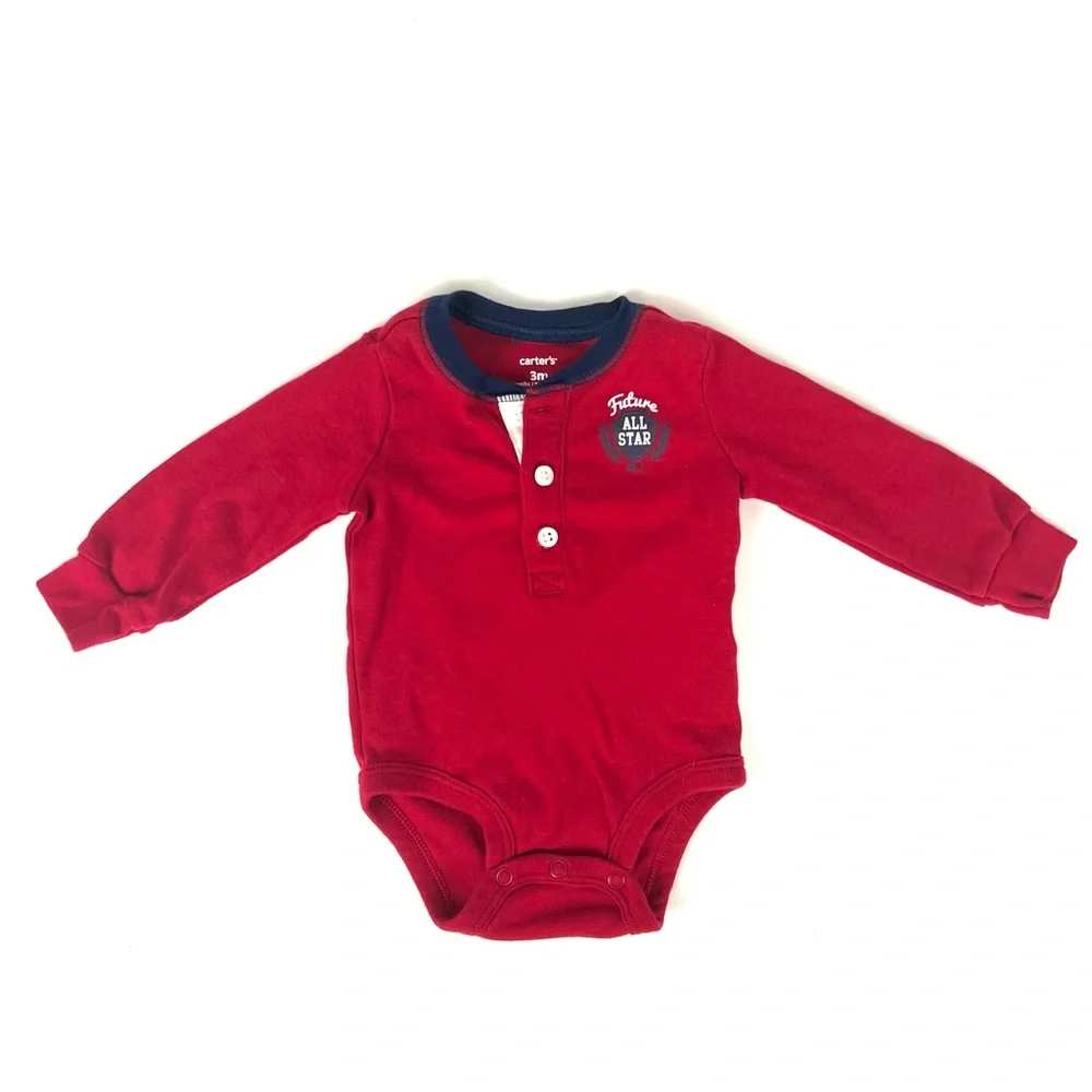 Carter's Boy's Red All-Star Long Sleeve Bodysuit